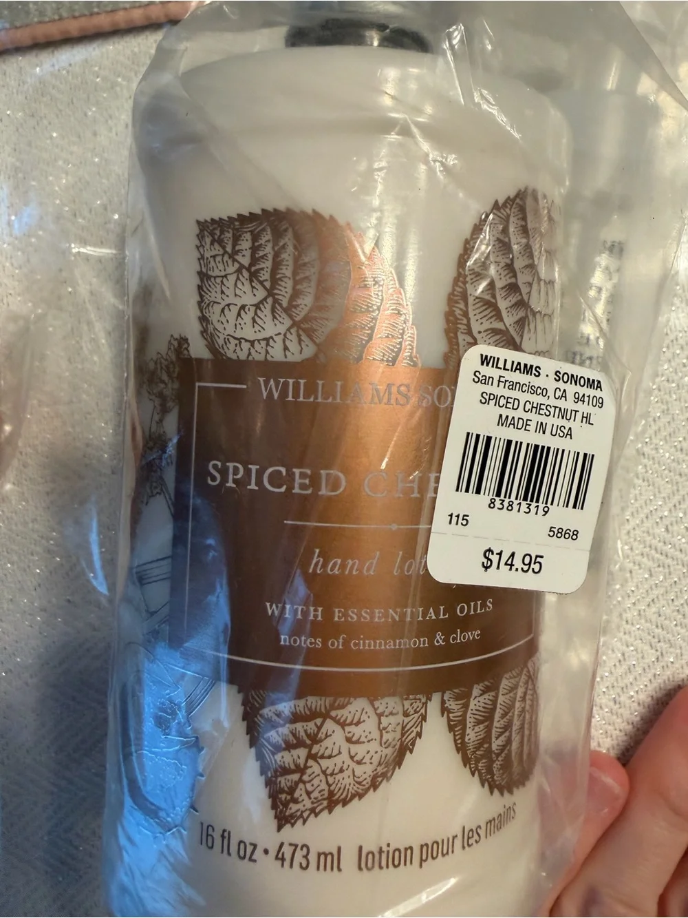 NWT Williams Sonoma Spiced Chestnut 3 piece set (dish soap, hand soap & lotion)